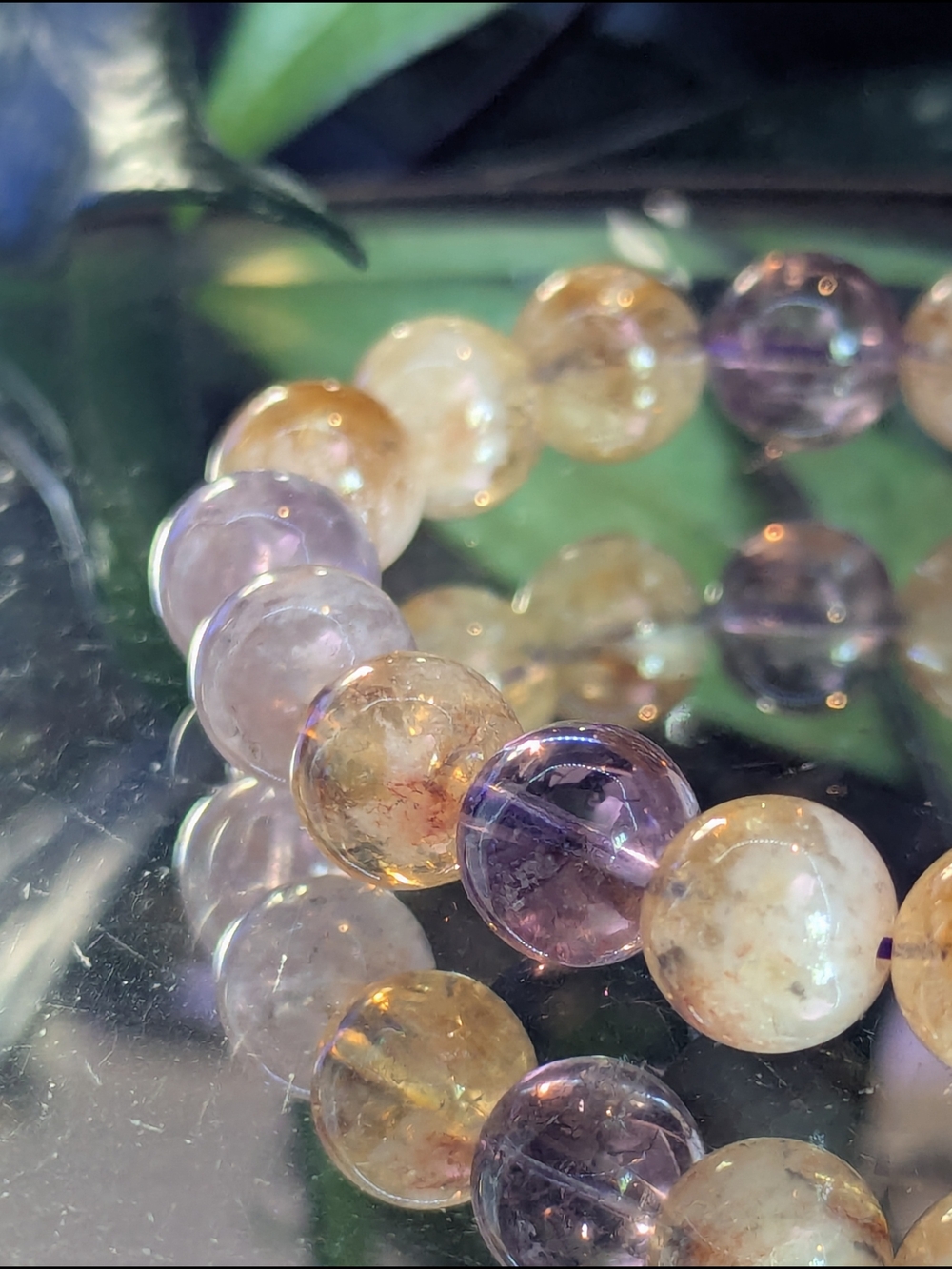 A-Quality Ametrine Amethyst and Citrine Crystal Beaded Bracelet Specimen